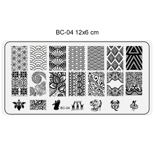 Nail printing plate 6x12cm -BC04