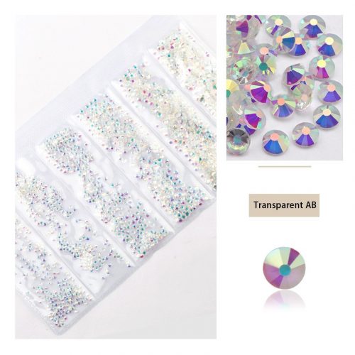 Set of 1680 crystal rhinestones in 6 sizes P05 - Transparent AB