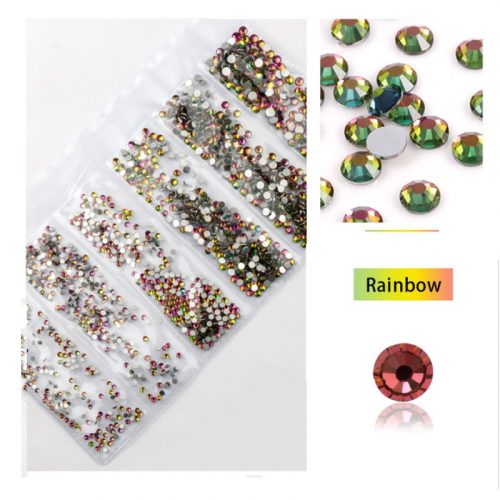 Set of 1680 crystal rhinestones in 6 sizes P15 - Rainbow