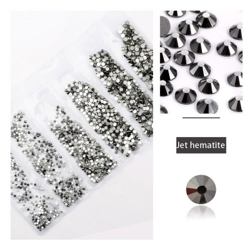 Set of 1680 crystal rhinestones in 6 sizes P19 - Jet hematite