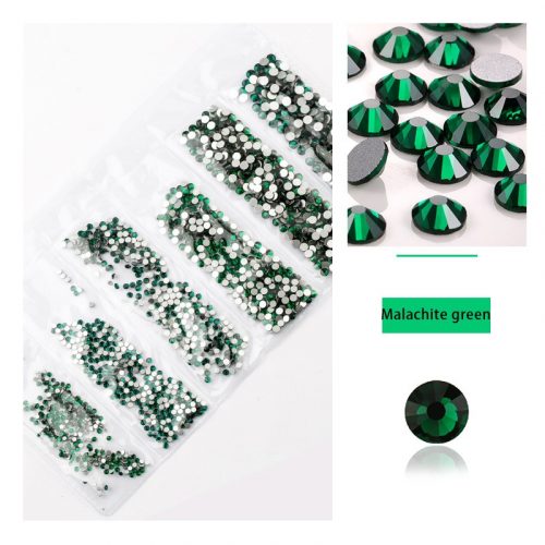 Set of 1680 crystal rhinestones in 6 sizes P24 - Malachite green