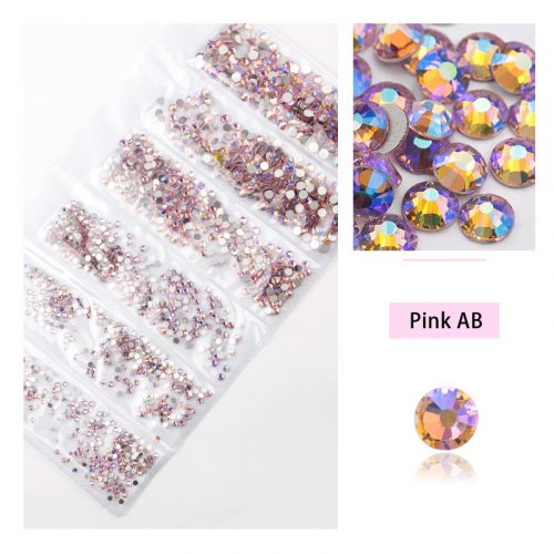 Set of 1680 crystal rhinestones in 6 sizes P34 - Pink AB