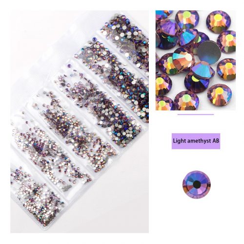 Set of 1680 crystal rhinestones in 6 sizes P35 - Light amethyst AB