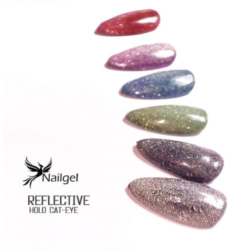 6-piece Reflective Hologram Cat-Eye  gel polish with Gift display