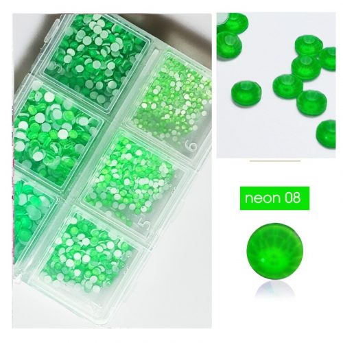 Set of 1680 crystal rhinestones in 6 sizes - Neon green -