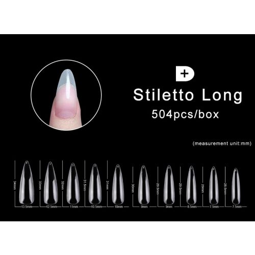 Gel nail tip, L-es siletto - clear