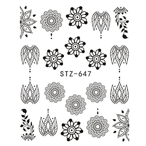 Nail sticker, black and white 32