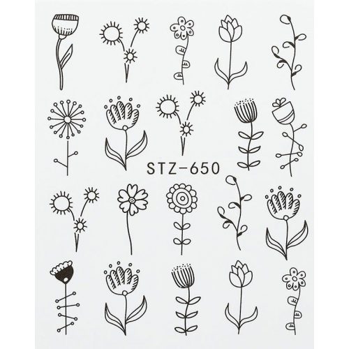 Nail sticker, black and white 35