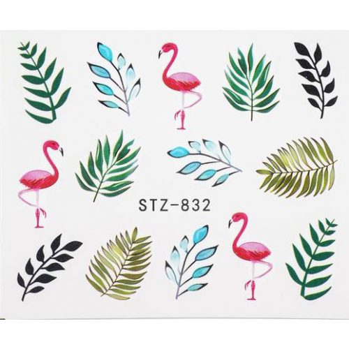 Leafy-flamingo nail sticker 2