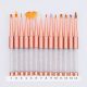 14 pieces of artificial nail brush set in rosegold colour with crystals