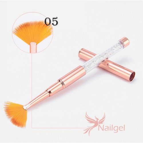 Premium Fan Brush, Rosegold, Crystalline Decorated